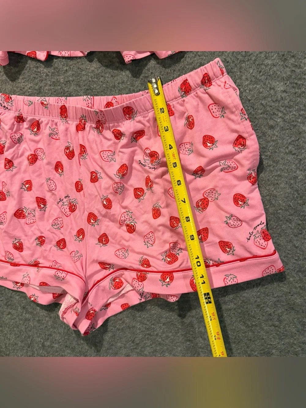Kate Spade 2 piece Pajama Set Womens XL Pink Strawberries Shirt Shorts Boxers
